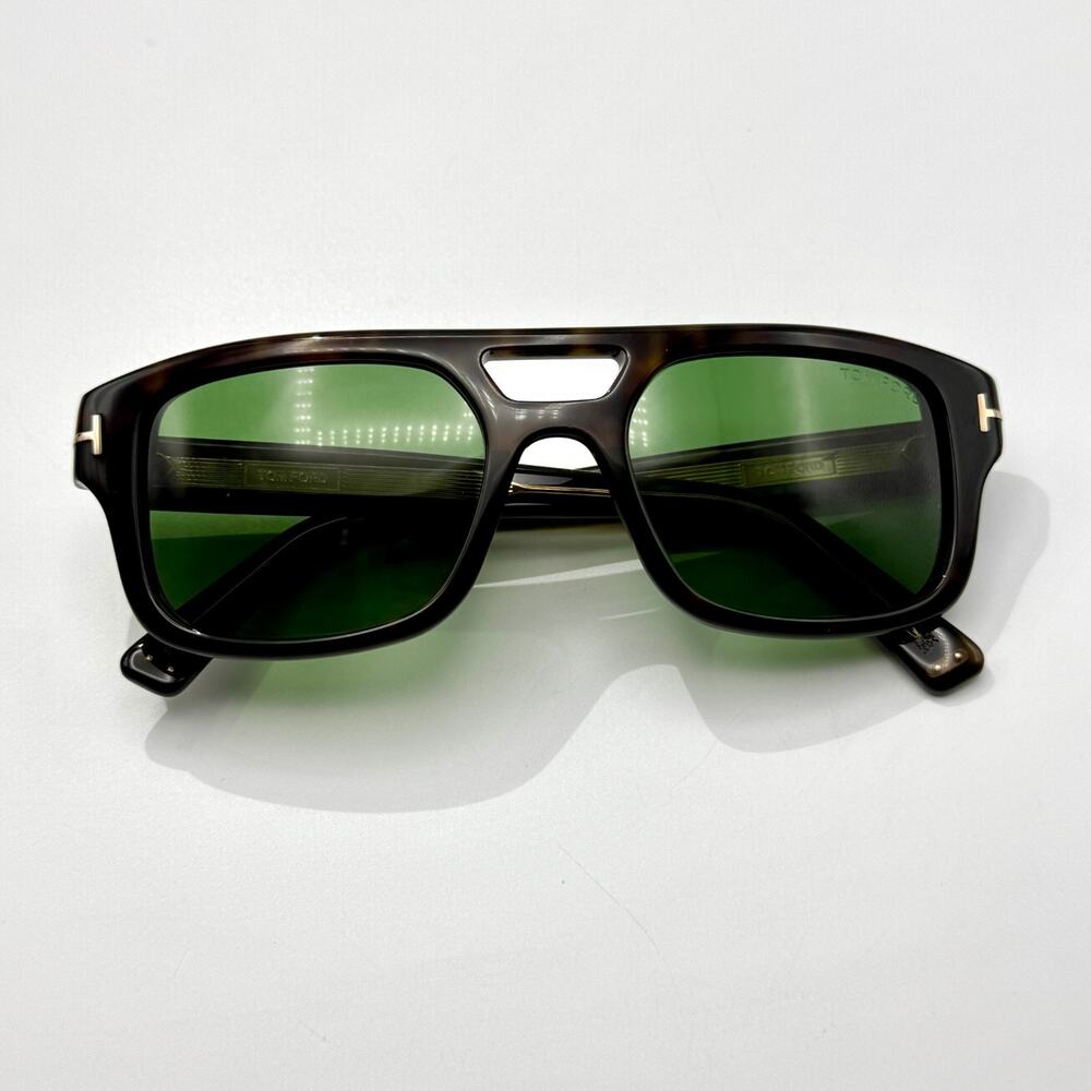 Tom Ford Sunglasses Icon TF0022 52N Havana Navigator Frame Green Lens 53-20-145